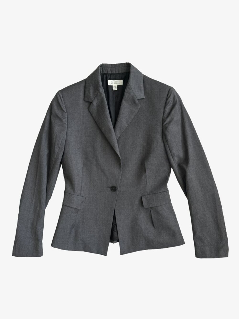Vintage 90's Gray Single-Button Wool Blazer Jacket by Barney's New York